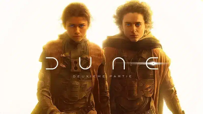 affiche Dune 2 réalisé par Denis Villeneuve avec Thimothé Chalamet, Zendaya, Florence Pugh, Josh Brolin, Austin Butler, Rebecca Ferguson, Stellan Skarsgård, Dave Bautista, Javier Bardem