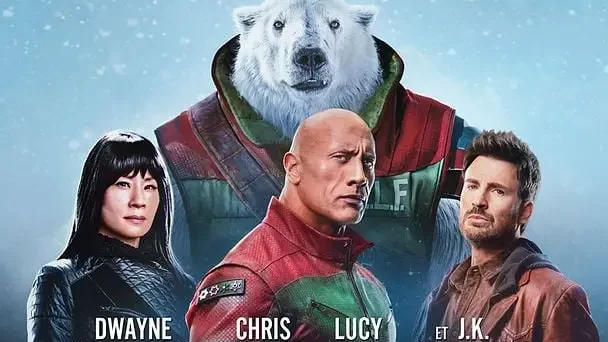 poster red one avec dwayne johnson, chris evans, Lucy Liu et J.K. Simmons